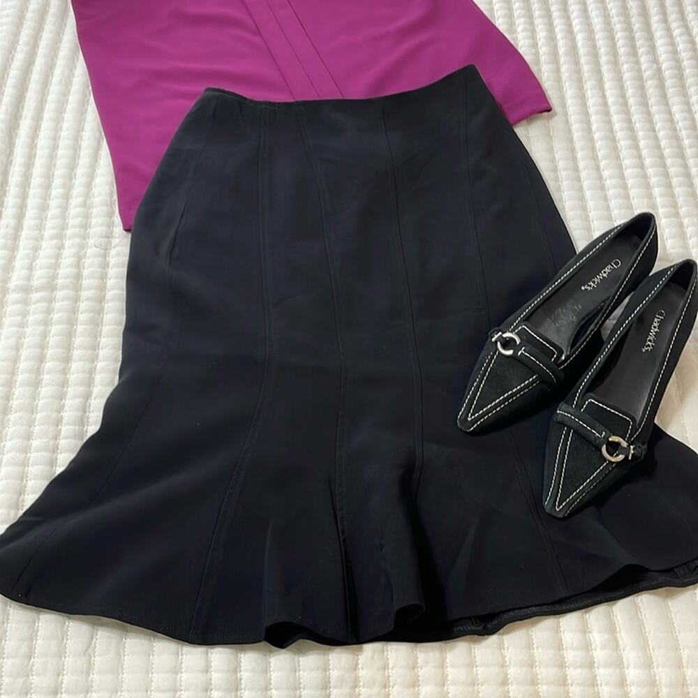 Louben Black Vintage Lined Kick Flare Skirt Size 6